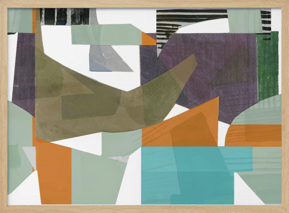 Oranje, Groen en Blauwe Tinten Abstract Hardedge 1 | Poster