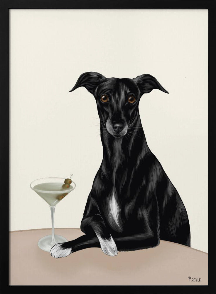 Stijlvolle windhond met martini | Poster
