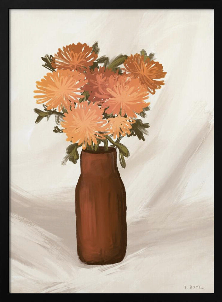 Vaas met bloemen in perzikkleur | Poster
