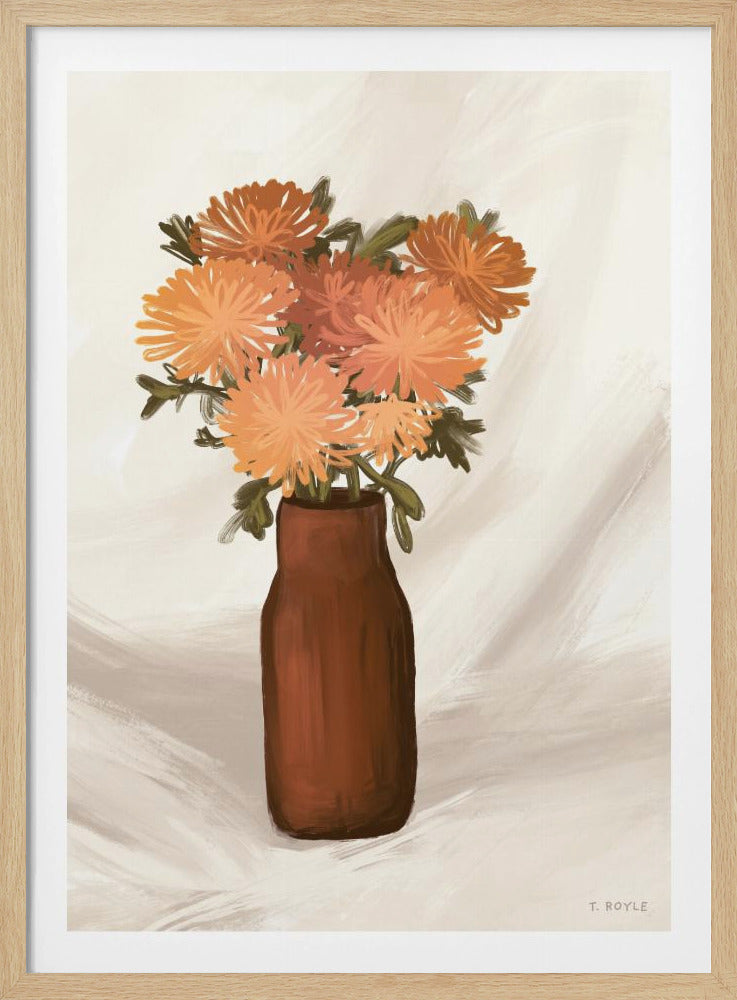 Vaas met bloemen in perzikkleur | Poster