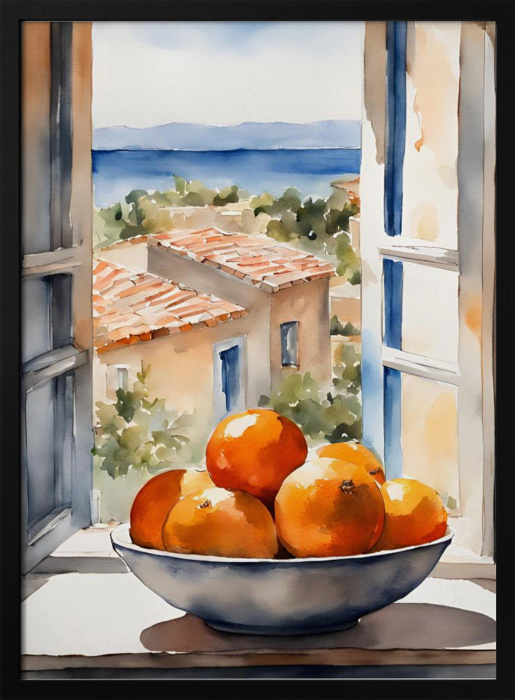 Oranjeschale in Fenster | Poster