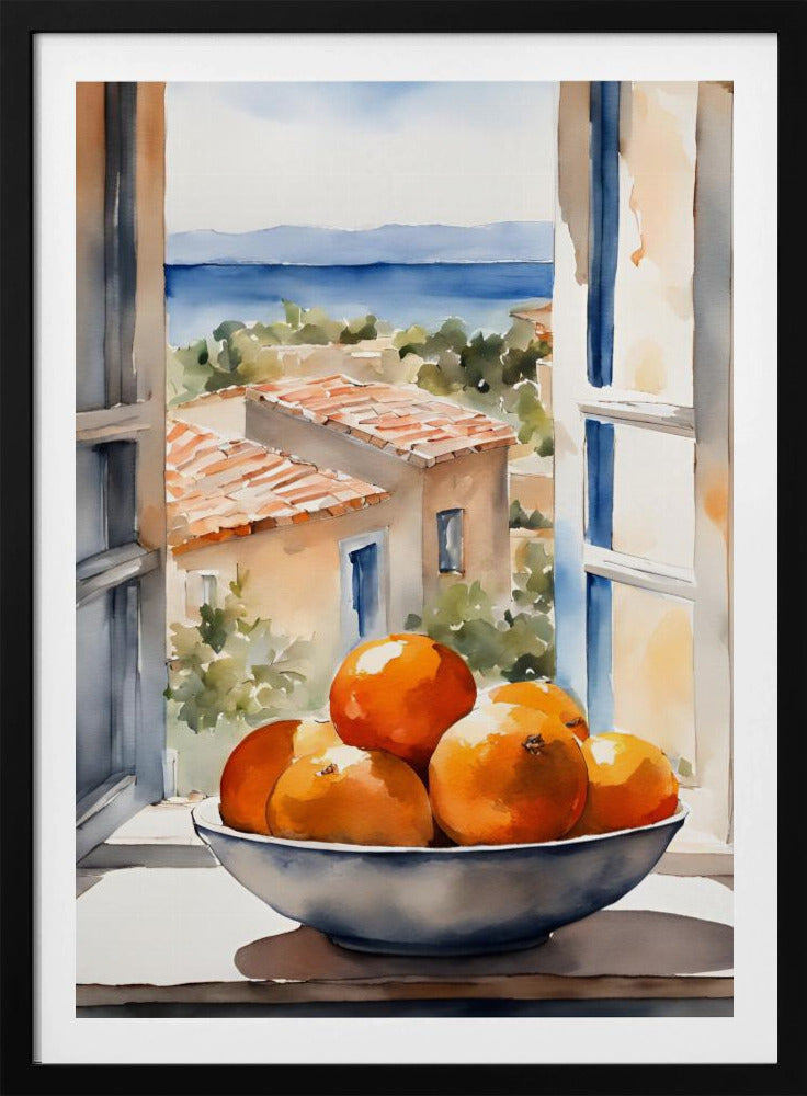 Oranjeschale in Fenster | Poster