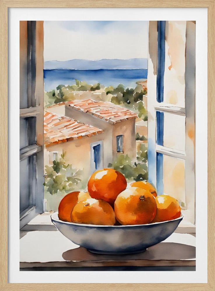 Oranjeschale in Fenster | Poster