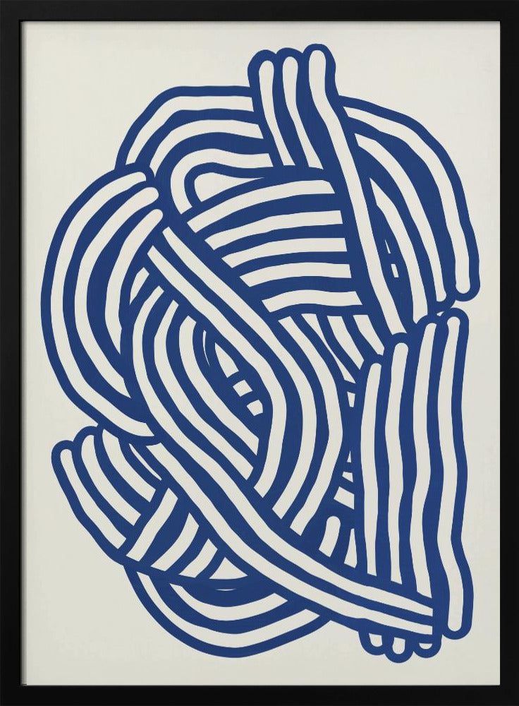 Lijnkunst organische vorm in blauw | Poster