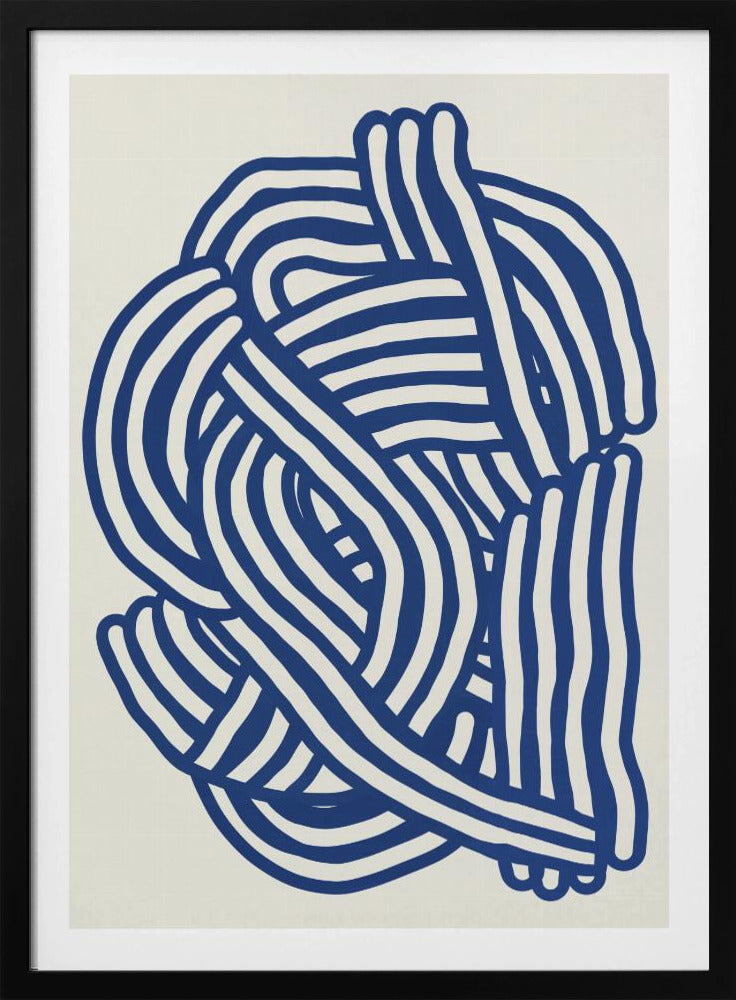 Lijnkunst organische vorm in blauw | Poster
