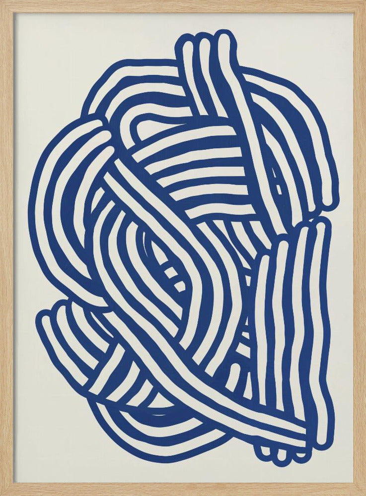 Lijnkunst organische vorm in blauw | Poster