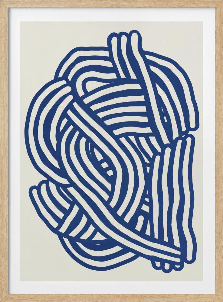 Lijnkunst organische vorm in blauw | Poster