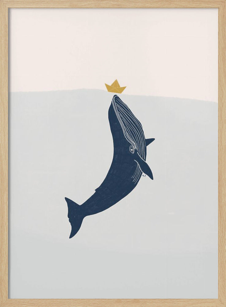 Blauwe vinvis zeilboot | Poster