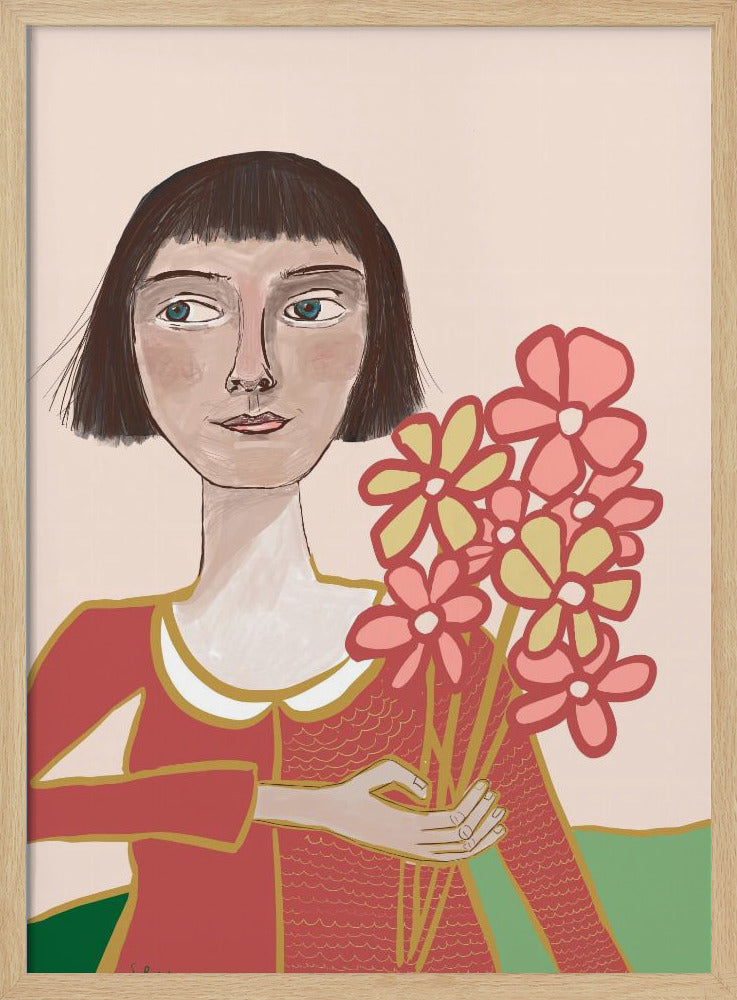 Vrouw met bloemen | Poster