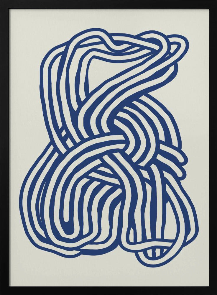 Lijnkunst organische vorm in blauw 02 | Poster