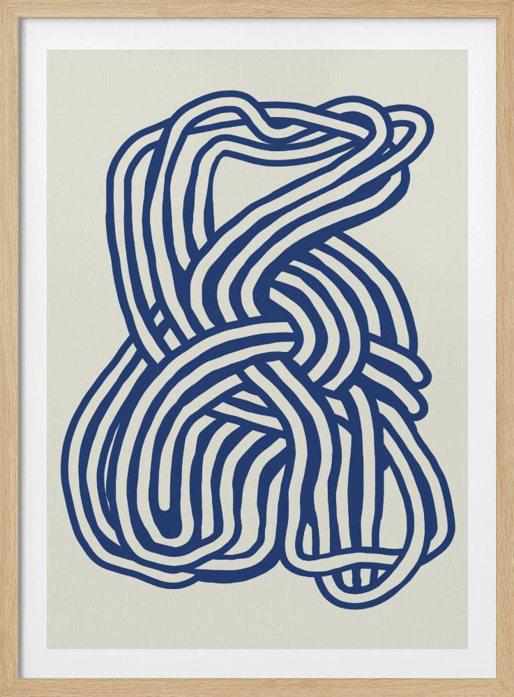 Lijnkunst organische vorm in blauw 02 | Poster
