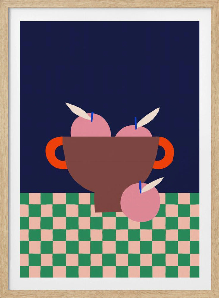 Fruitschaal met roze appels | Poster