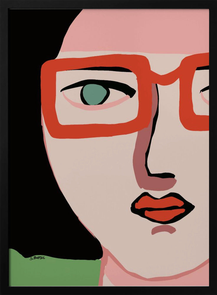 Dame met rode bril | Poster