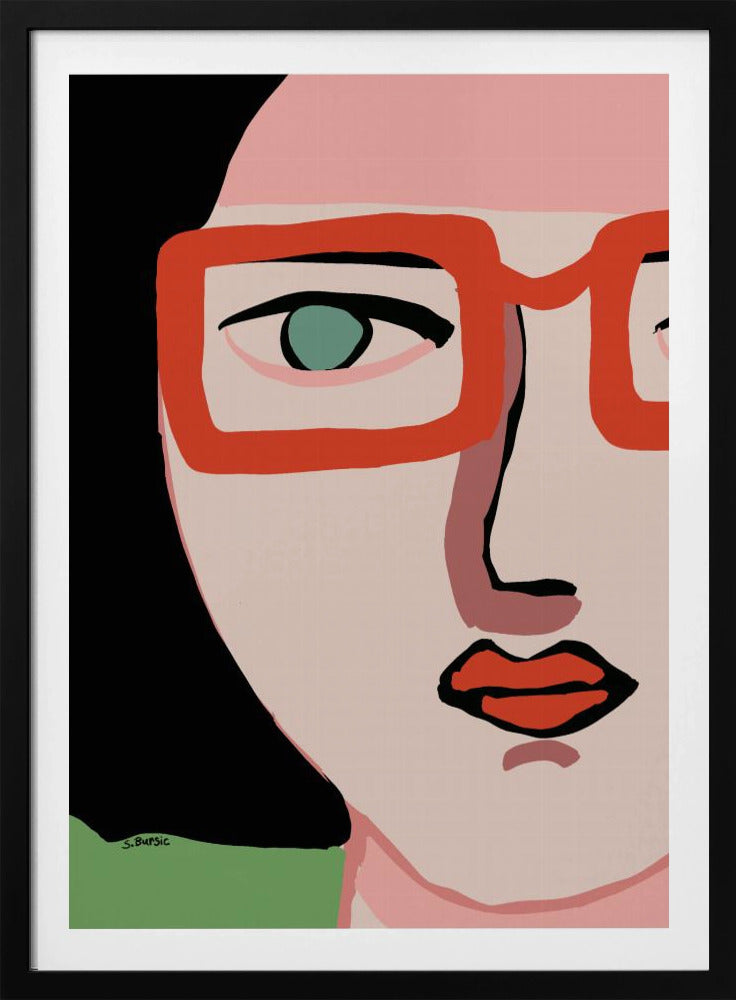 Dame met rode bril | Poster