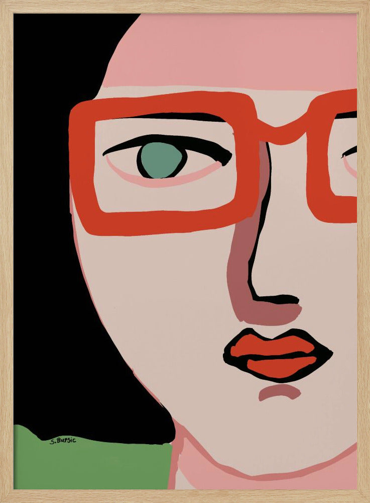 Dame met rode bril | Poster
