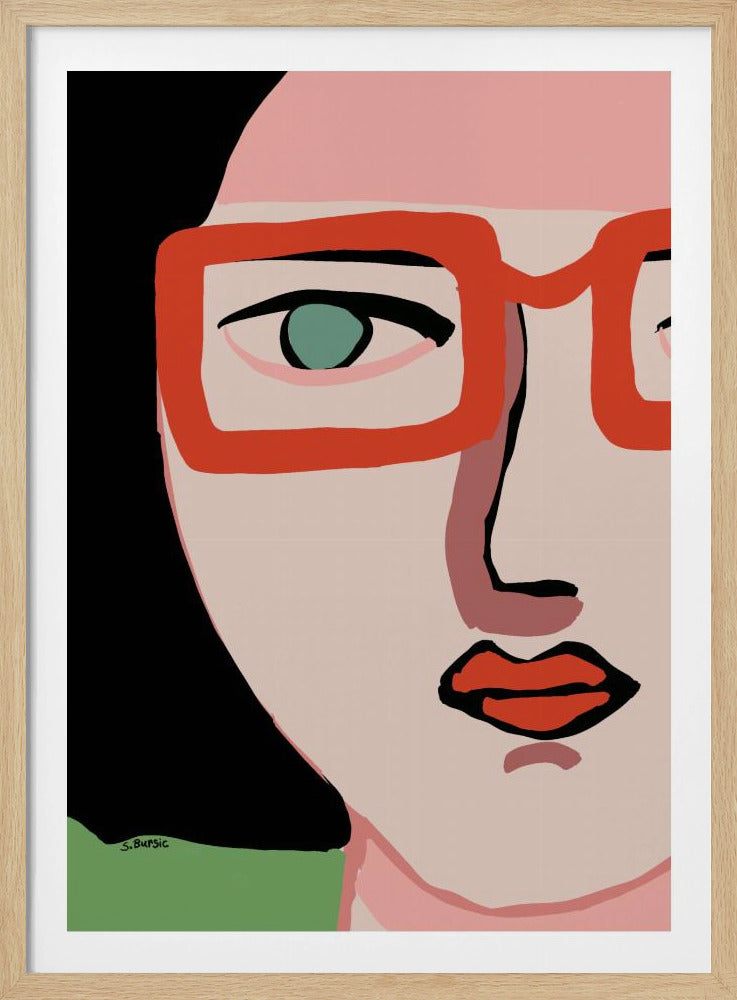 Dame met rode bril | Poster
