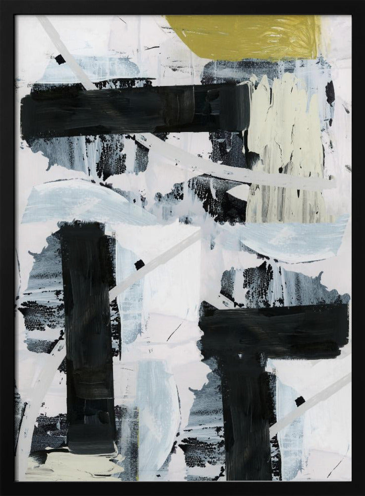 Zwart-wit en goud abstract 1 | Poster