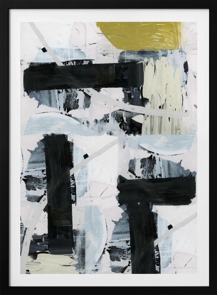 Zwart-wit en goud abstract 1 | Poster