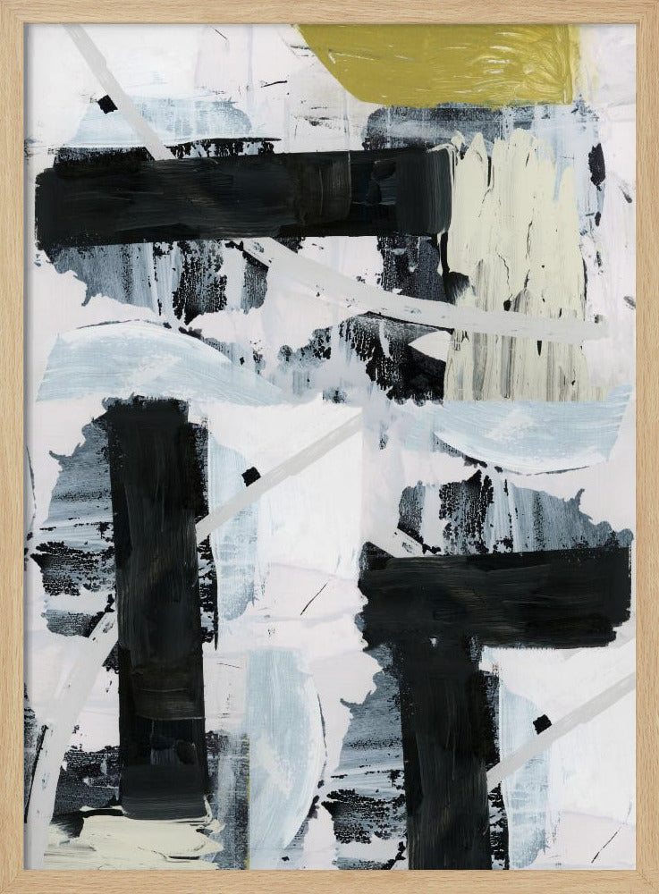 Zwart-wit en goud abstract 1 | Poster