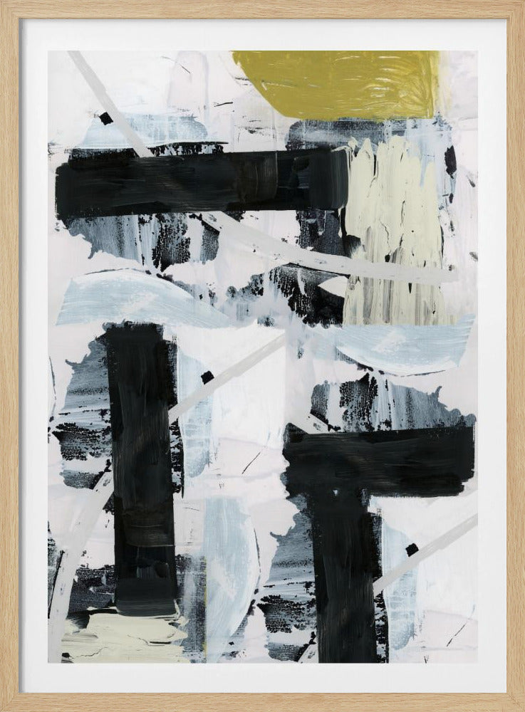 Zwart-wit en goud abstract 1 | Poster
