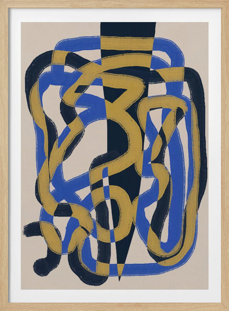 Abstracte lijn deco blauw en geel | Poster