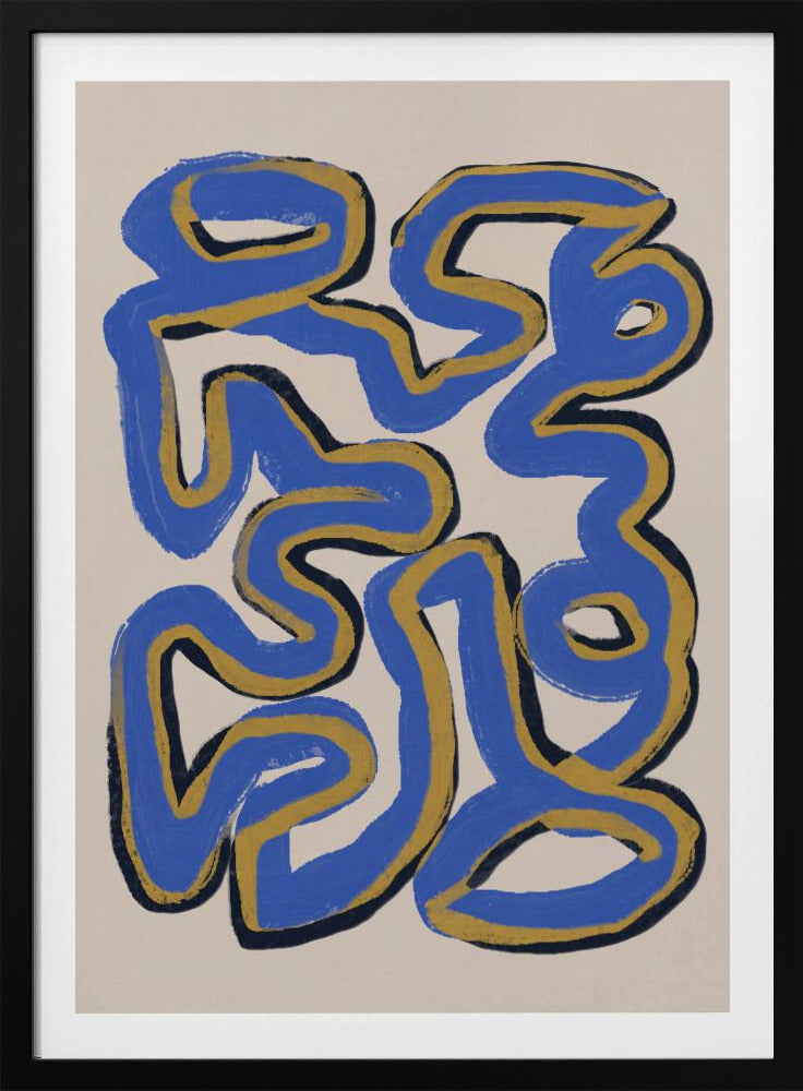 Verweven blauwe en okerkleurige lijnen | Poster