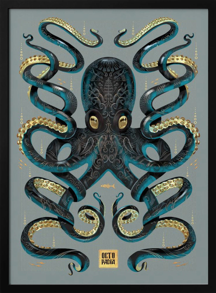 Octopus Zwart & Goud | Poster