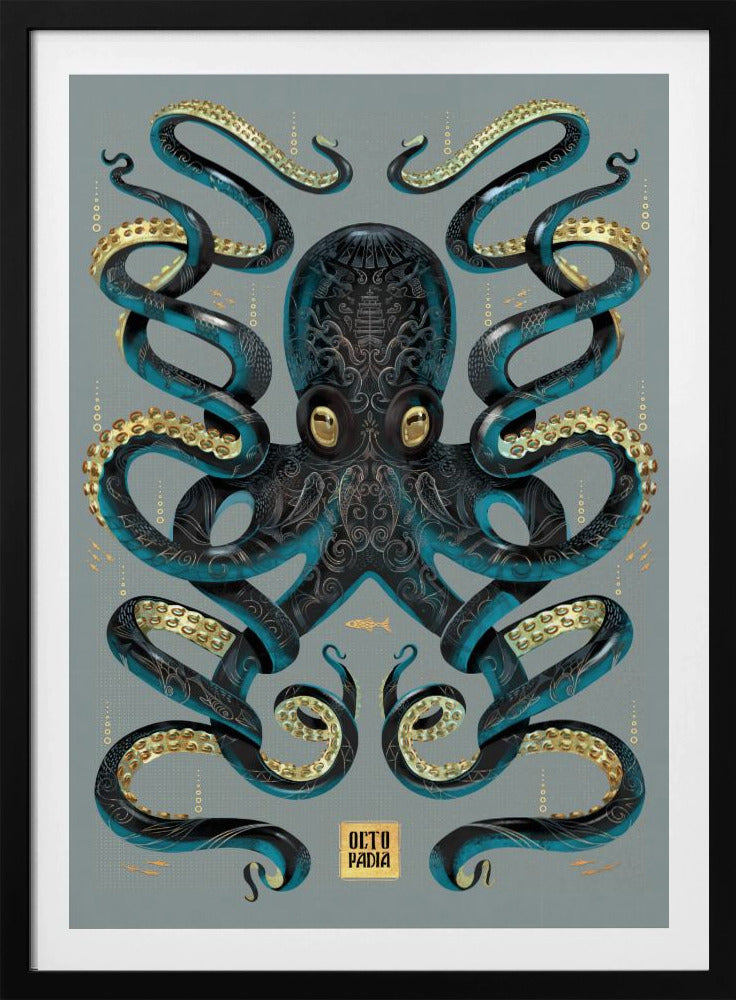 Octopus Zwart & Goud | Poster