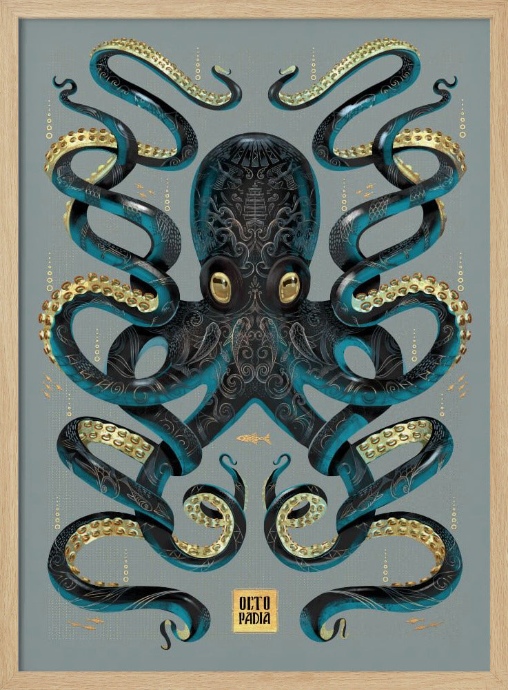 Octopus Zwart & Goud | Poster