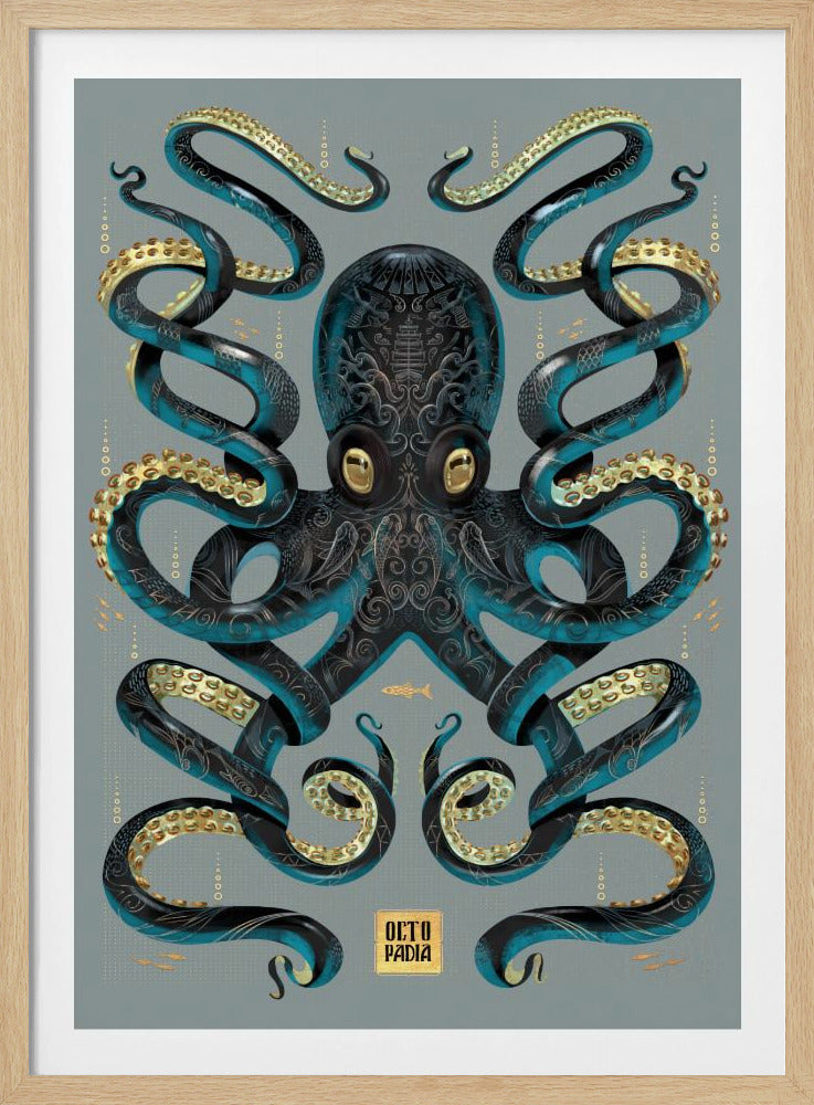 Octopus Zwart & Goud | Poster