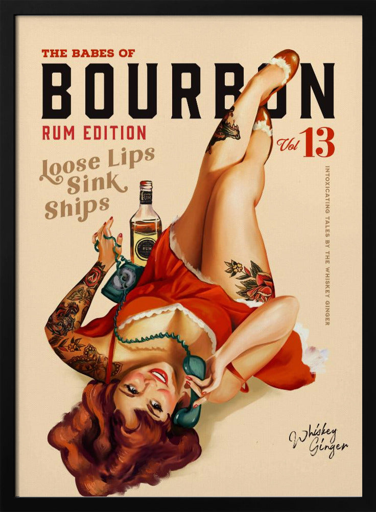Babes of Bourbon Vol 13 Rum Drinkende Pinup Girl Kunst | Poster
