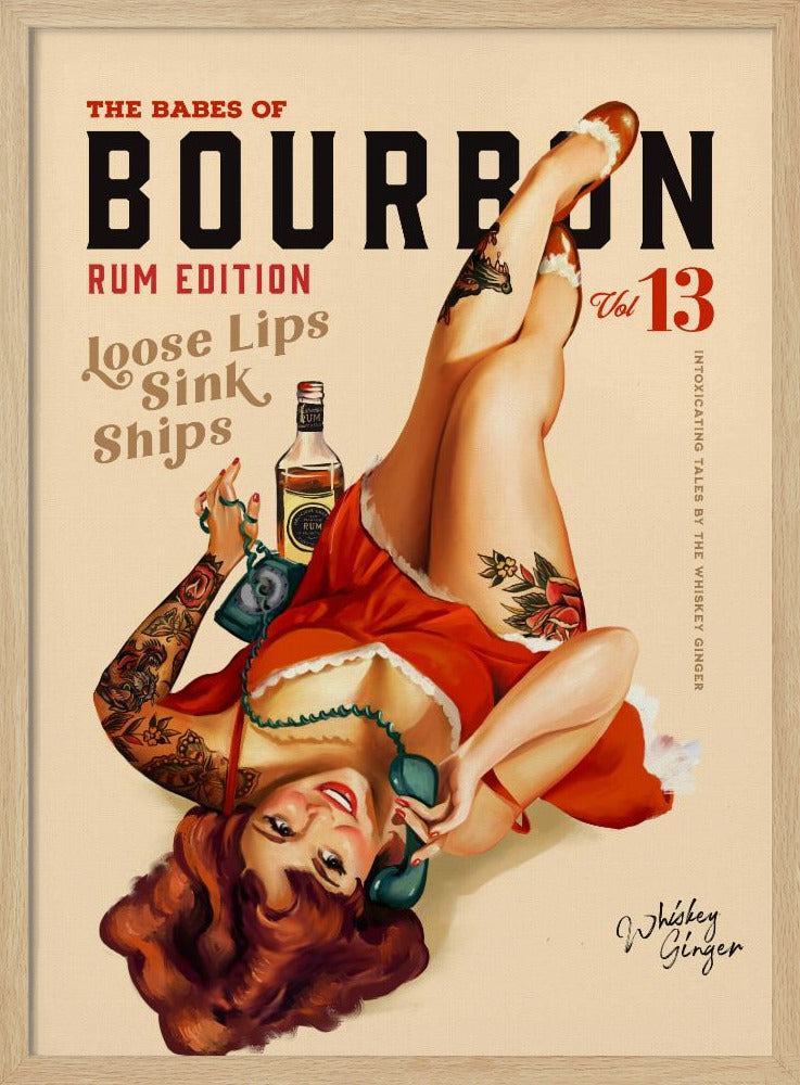 Babes of Bourbon Vol 13 Rum Drinkende Pinup Girl Kunst | Poster