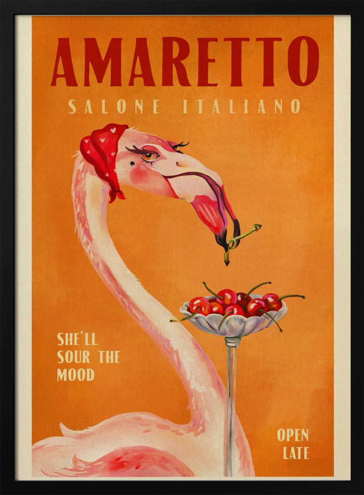 Amaretto Flamingo Art Deco Italiaans café reiskunst | Poster