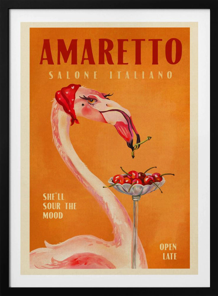 Amaretto Flamingo Art Deco Italiaans café reiskunst | Poster