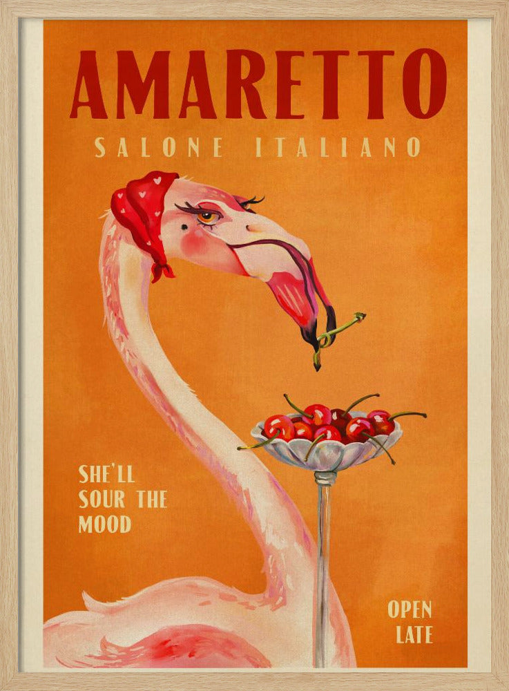 Amaretto Flamingo Art Deco Italiaans café reiskunst | Poster