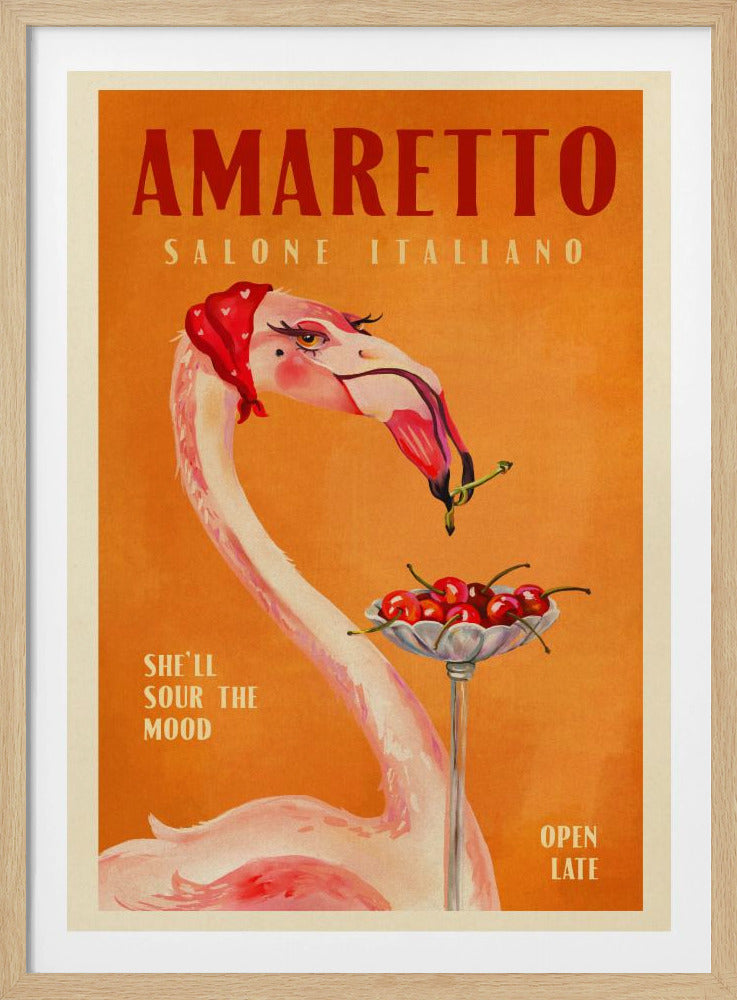 Amaretto Flamingo Art Deco Italiaans café reiskunst | Poster