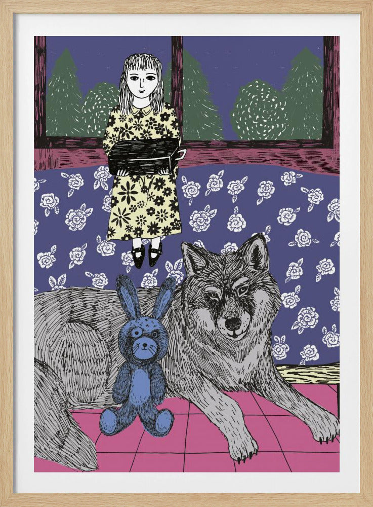 Meisje met wolf | Poster