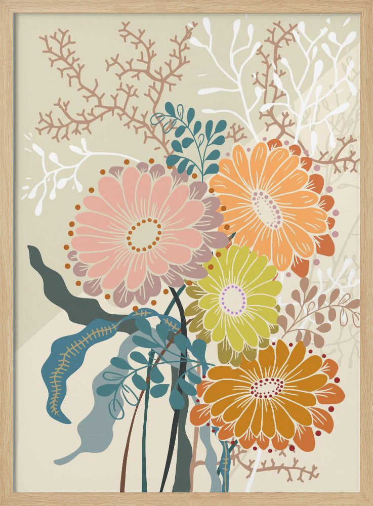 Lentemadeliefjes aardse tinten | Poster