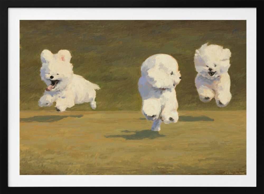 Drie rennende honden | Poster
