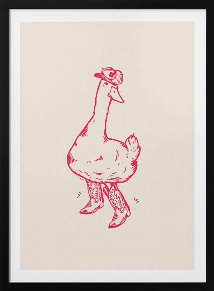 Duck wearing Western Boots in pink | Poster