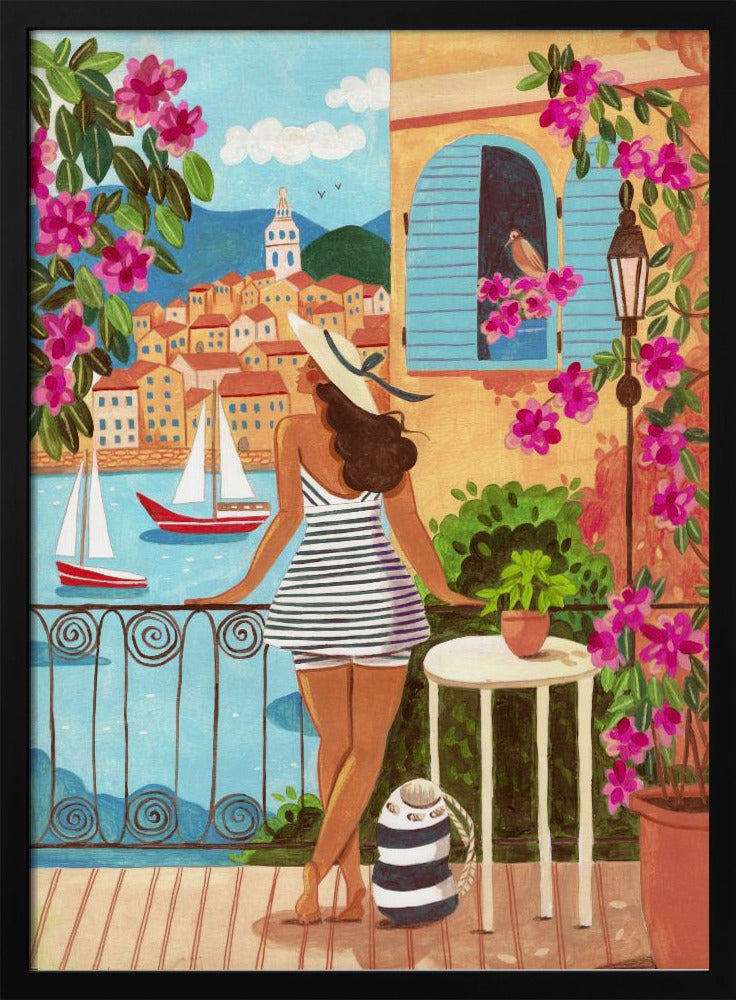 Reisposter vrouw in Saint-Tropez, Frankrijk | Poster