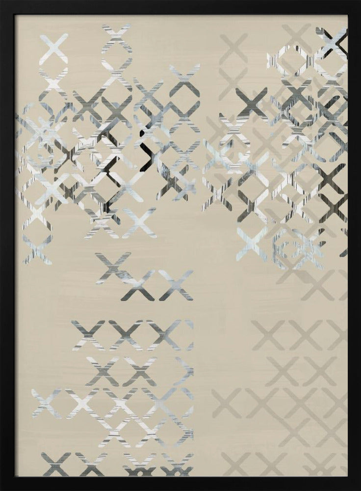 Minimalistische X'en en O'en Zwart-witcompositie 2 | Poster