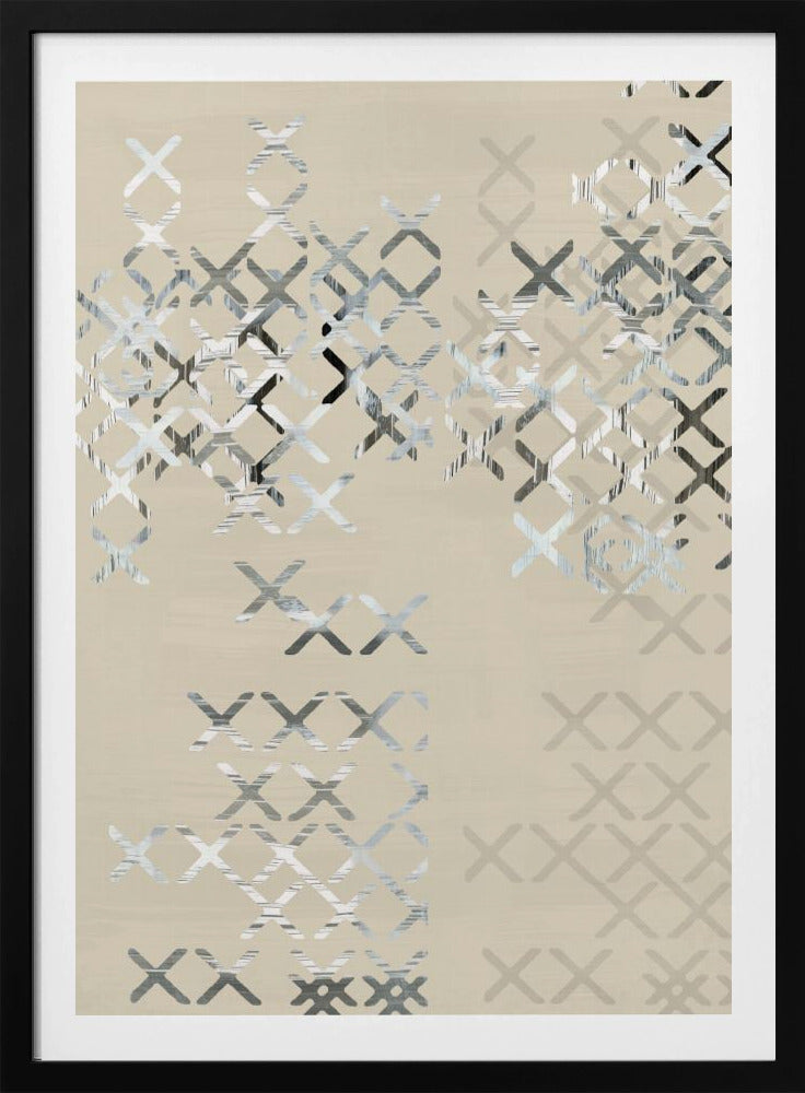 Minimalistische X'en en O'en Zwart-witcompositie 2 | Poster