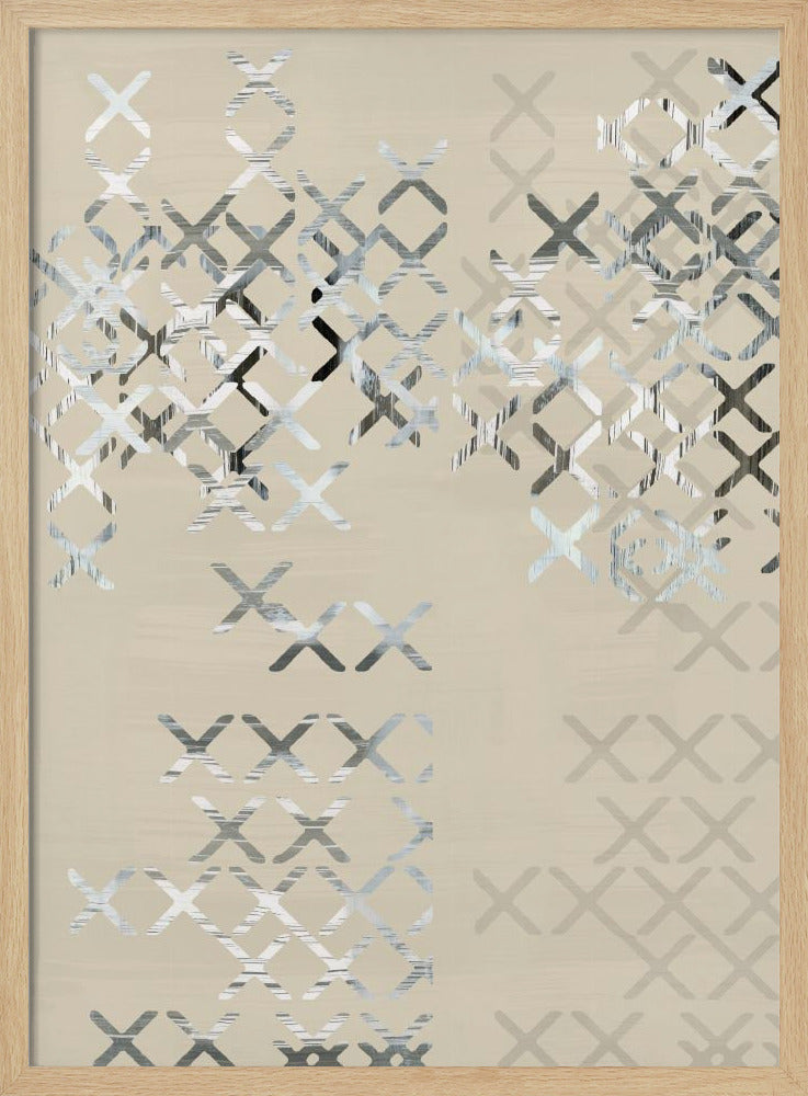 Minimalistische X'en en O'en Zwart-witcompositie 2 | Poster