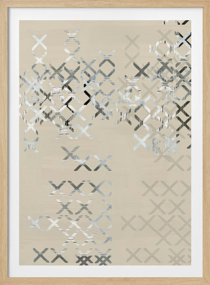 Minimalistische X'en en O'en Zwart-witcompositie 2 | Poster