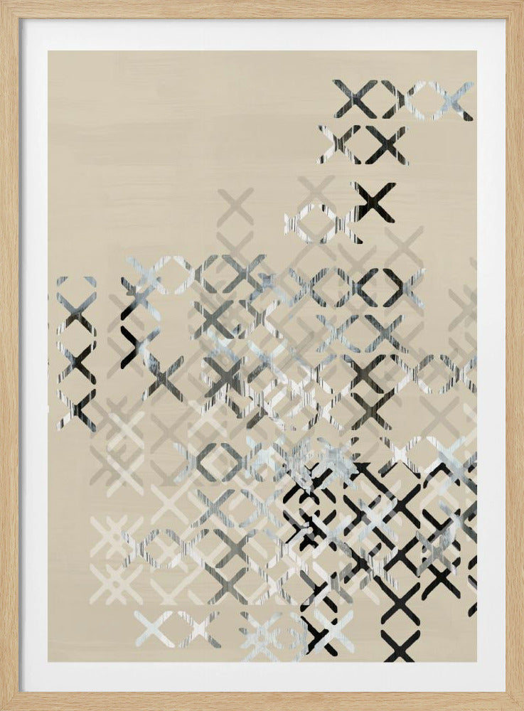 Minimal X Zwart-wit Compositie 3 | Poster