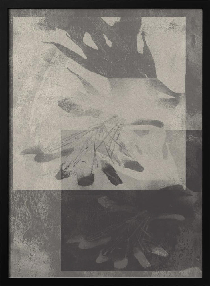Fluisterende bladeren – Abstract patroon in taupe en wit | Poster