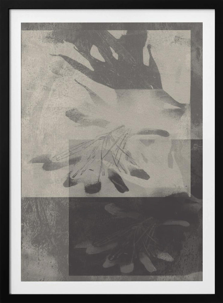 Fluisterende bladeren – Abstract patroon in taupe en wit | Poster