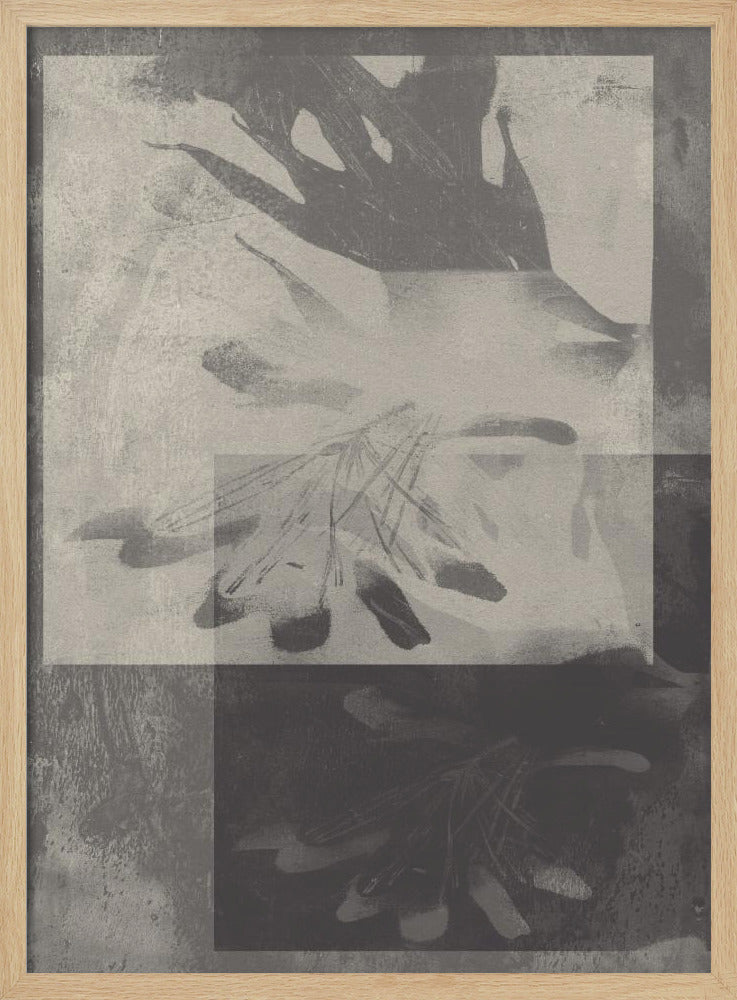 Fluisterende bladeren – Abstract patroon in taupe en wit | Poster
