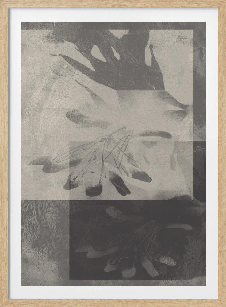 Fluisterende bladeren – Abstract patroon in taupe en wit | Poster